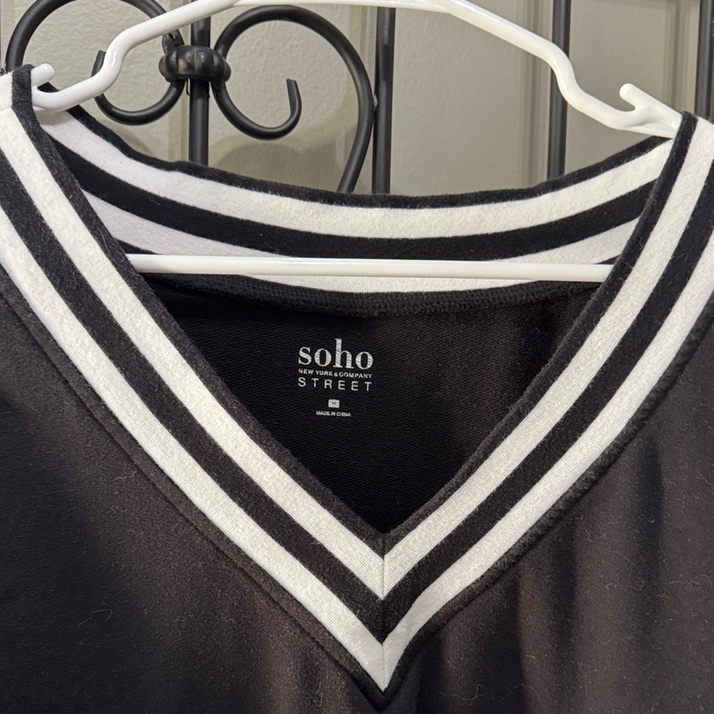 Soho Black Sweater with White Accents - Picture 5 of 7